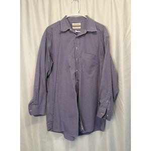 Roundtree & York Gold Label Mens 17/33 Purple Plaid Button Up Shirt
